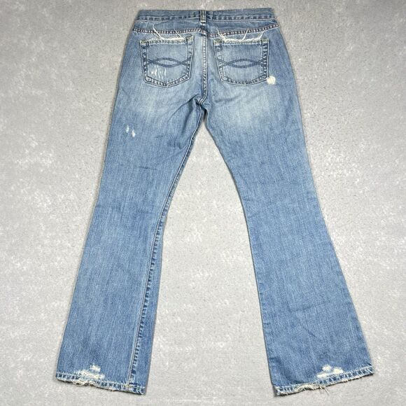 VTG Abercrombie & Fitch Jeans Womens 2S Blue Bootcut Destroyed Medium Wash Denim - Picture 10 of 14
